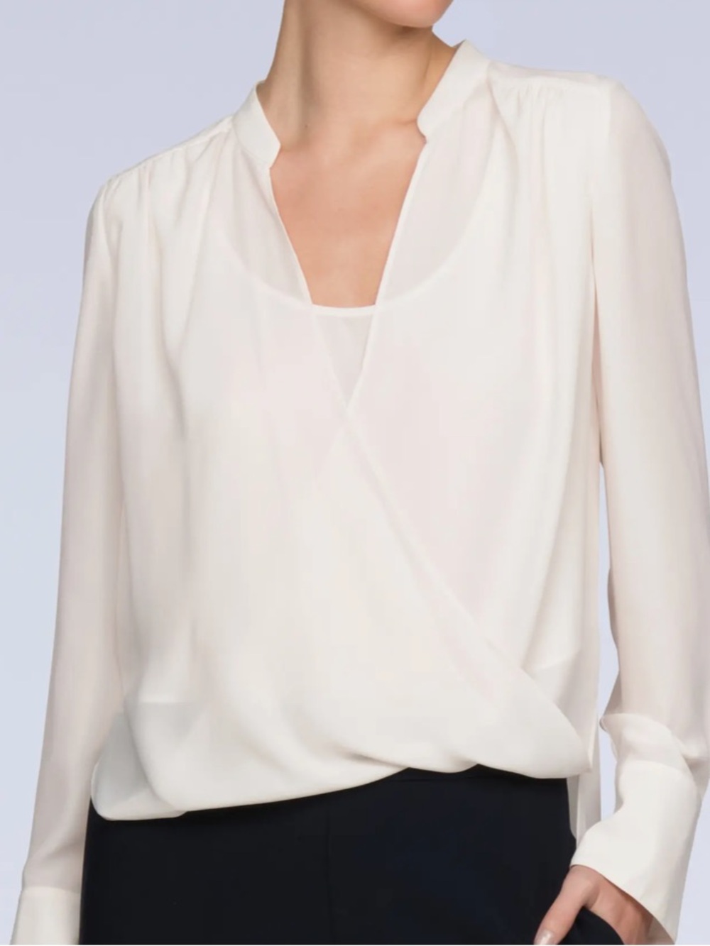 BCBG MAXAZARIA Wrap-Front Long-Sleeve JOCELYN Women's Blouse MSRP $228 NWT